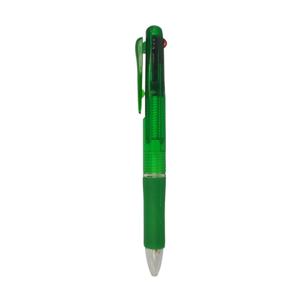 Lapicero Plastico Verde Con Tintas Retractibles Multicolor