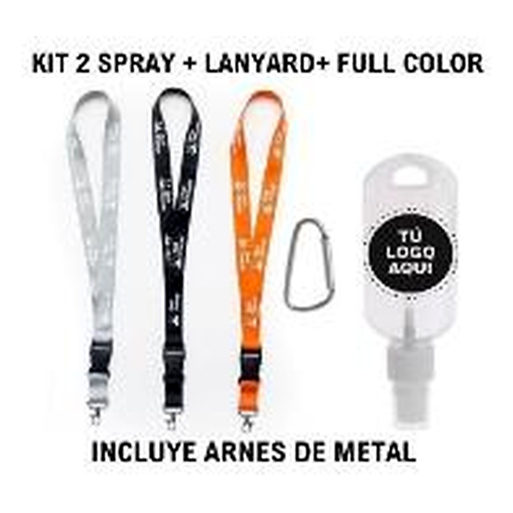 Kit 2: Lanyard Sublimado + Spray + Alcohol