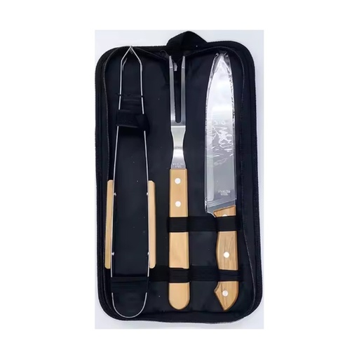 [IP-00251] Set Parrillero Shaima Con Mangos De Madera