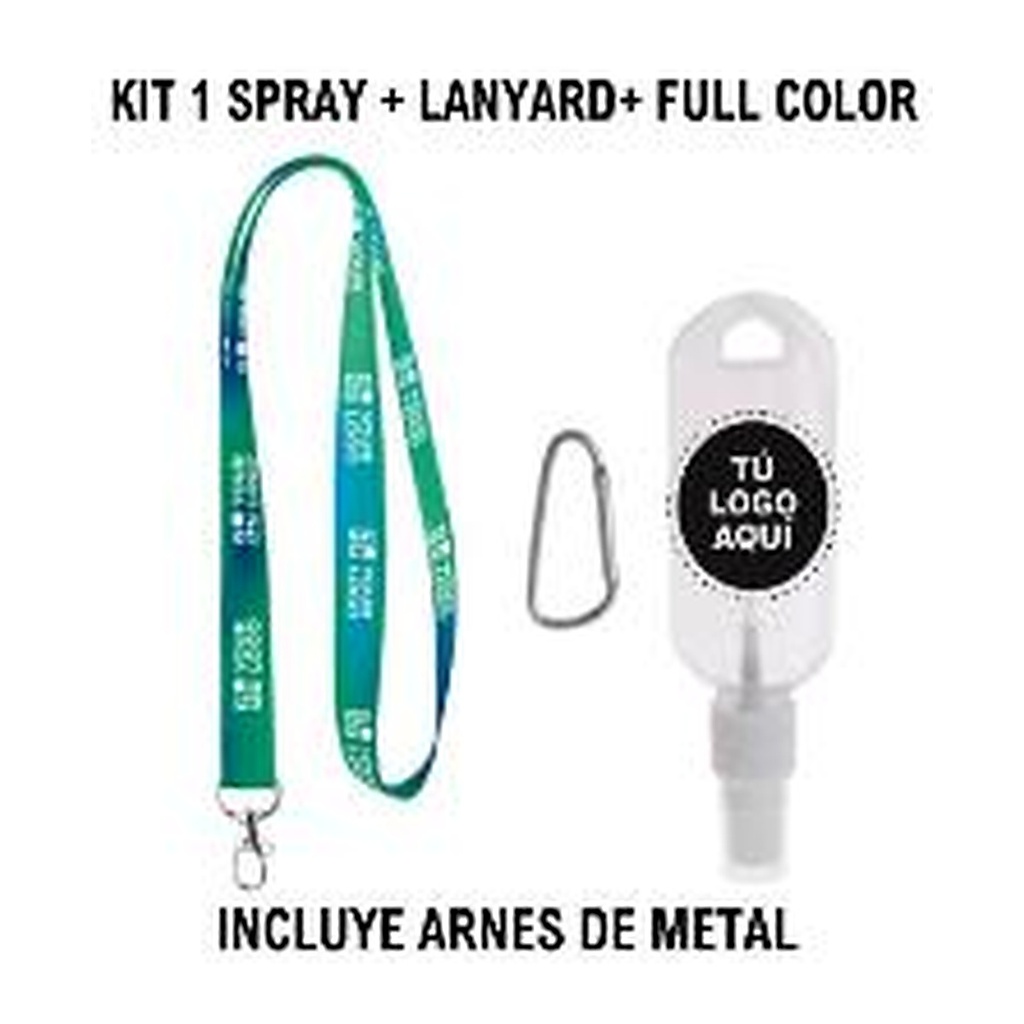 Kit 1: Lanyard Sublimado + Spray + Alcohol