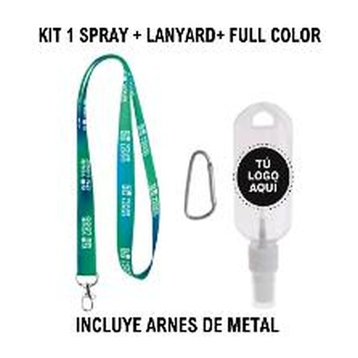 [IP-00794] Kit 1: Lanyard Sublimado + Spray + Alcohol
