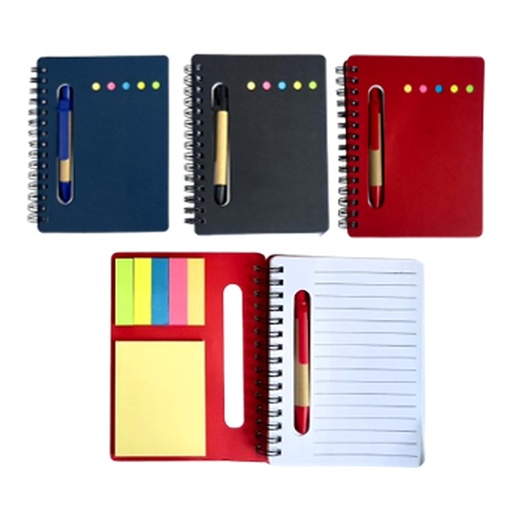 [IP-00809] Libreta Ecologica Anillada Con Troquel Para Lapicero Y Post It