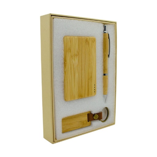 [IP-00232] Set Power Bank Premiun Ecologico De Bambu